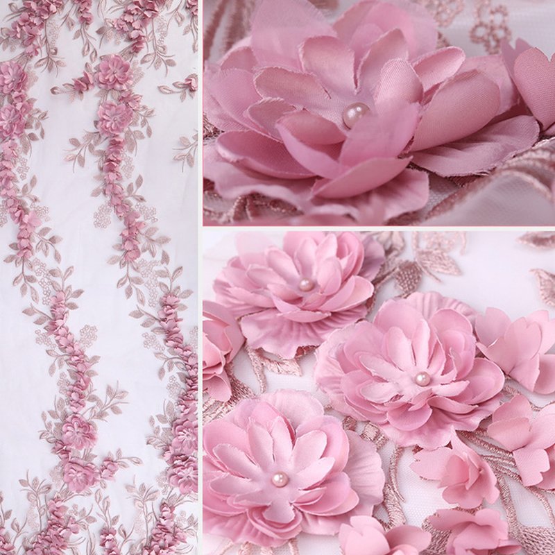 Embroidered Fabric Bridal Evening Polyester Sequin Fabric for Bridal W 14